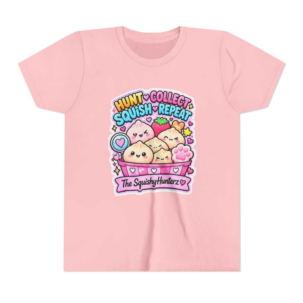 Hunt. Collect. Squish. Repeat. Youth Tee- Cute kids squishy collector shirt