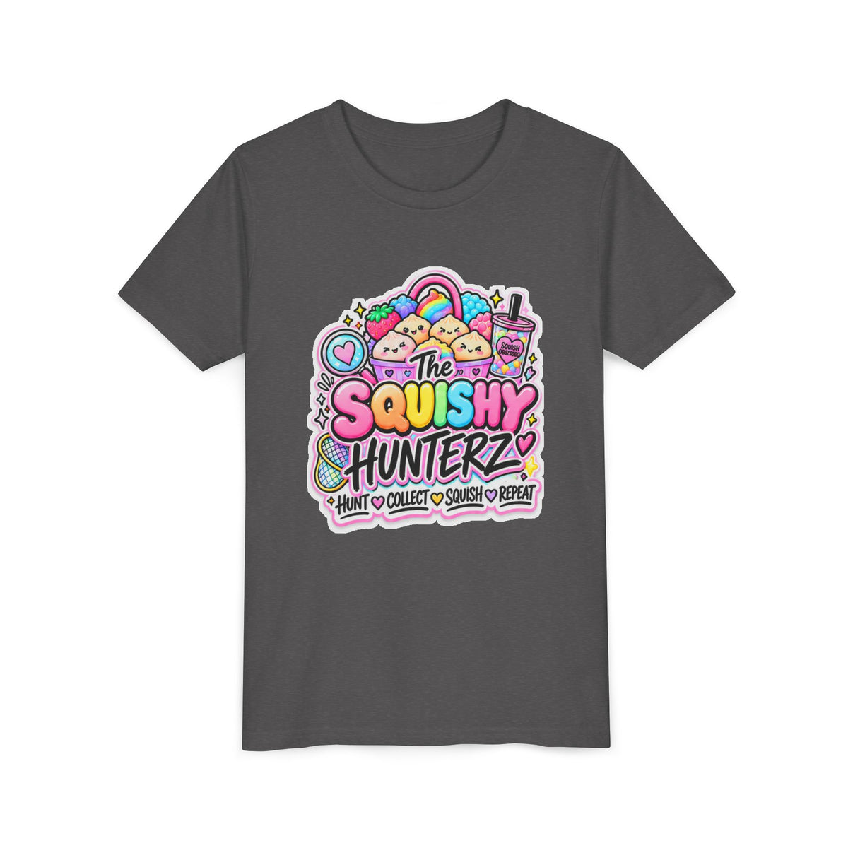The Squishy Hunterz Youth Tee- Cute kids squishy collector shirt