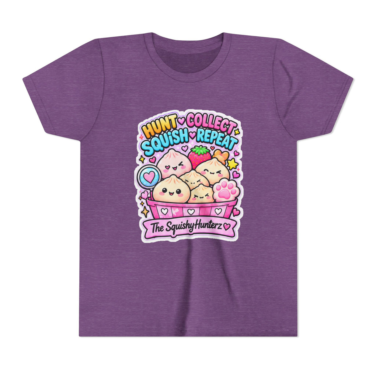 Hunt. Collect. Squish. Repeat. Youth Tee- Cute kids squishy collector shirt