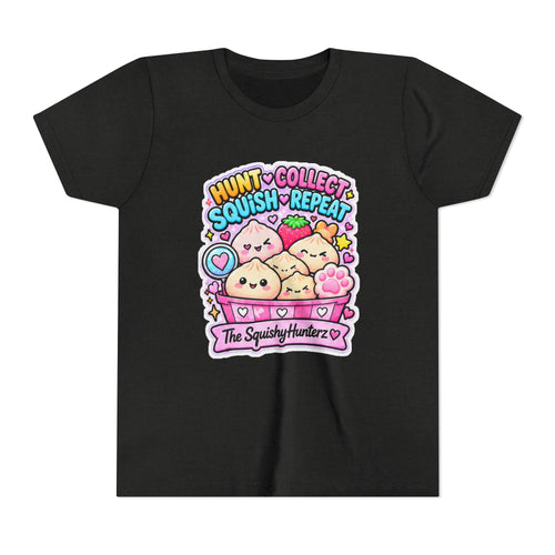 Hunt. Collect. Squish. Repeat. Youth Tee- Cute kids squishy collector shirt