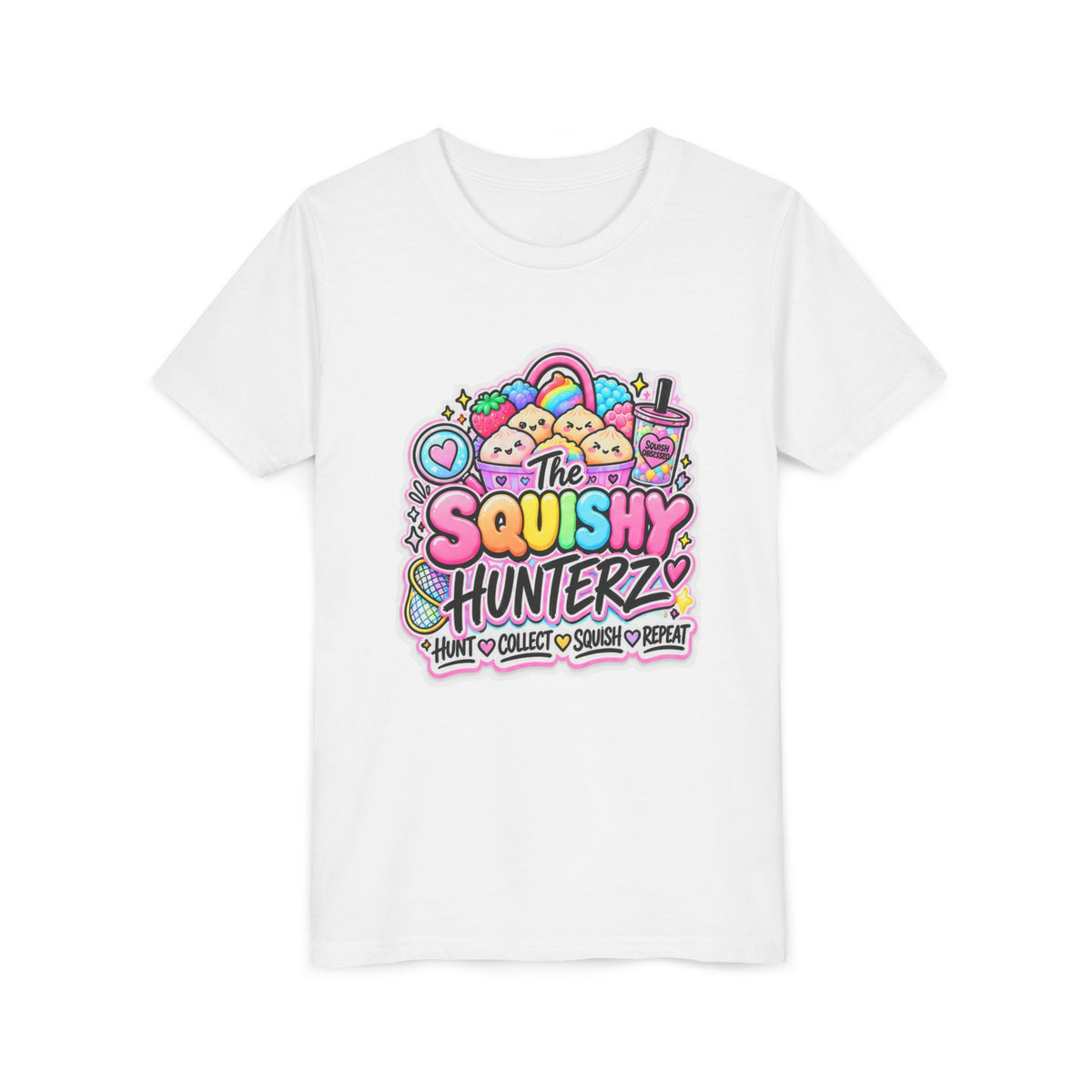 The Squishy Hunterz Youth Tee- Cute kids squishy collector shirt