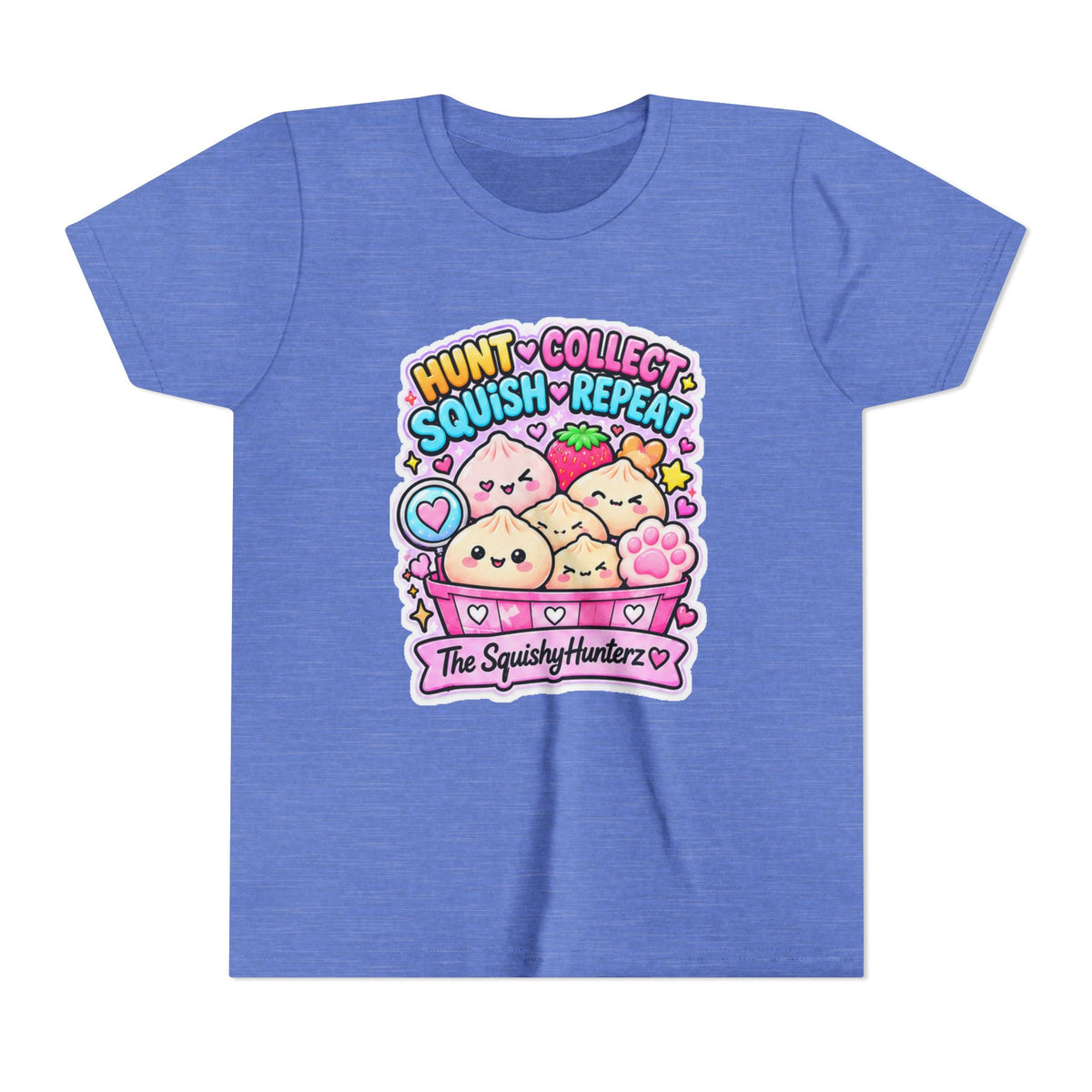 Hunt. Collect. Squish. Repeat. Youth Tee- Cute kids squishy collector shirt